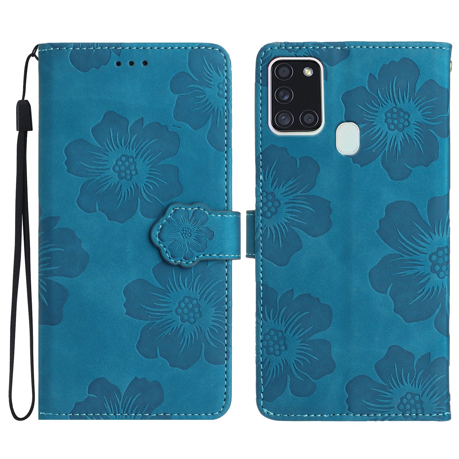 For Samsung Galaxy A21s Flowers Imprint Leather Wallet Case Folding Stand Phone Cover For Samsung Galaxy A21s Flowers Imprint Leather Wallet Case Folding Stand Phone Cover